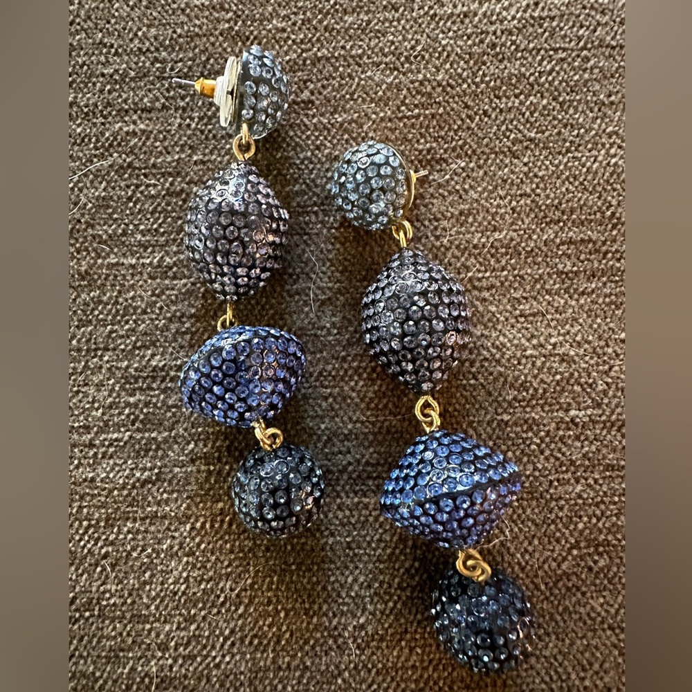 J. Crew Blue and Black Pavé Earrings